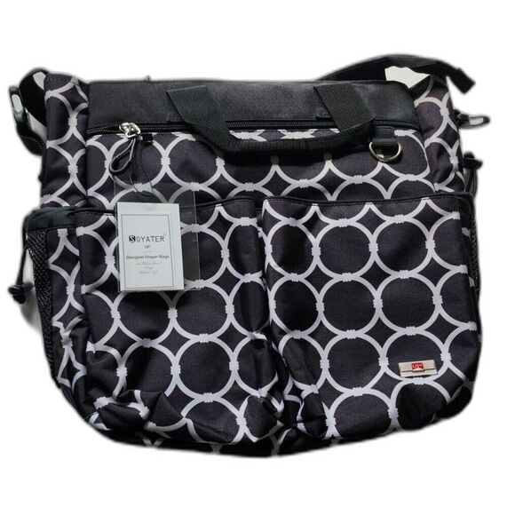 Soyater, Diaper Bag with 13 Compartments & Changing Pad 14x16" Black & Gray - Picture 6 of 7
